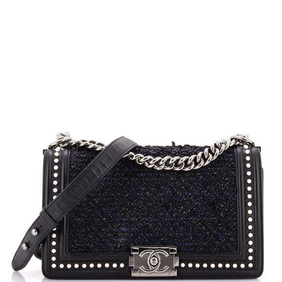 Chanel Boy Flap Bag Quilted Tweed With #183673C31B - Picture 1 of 9